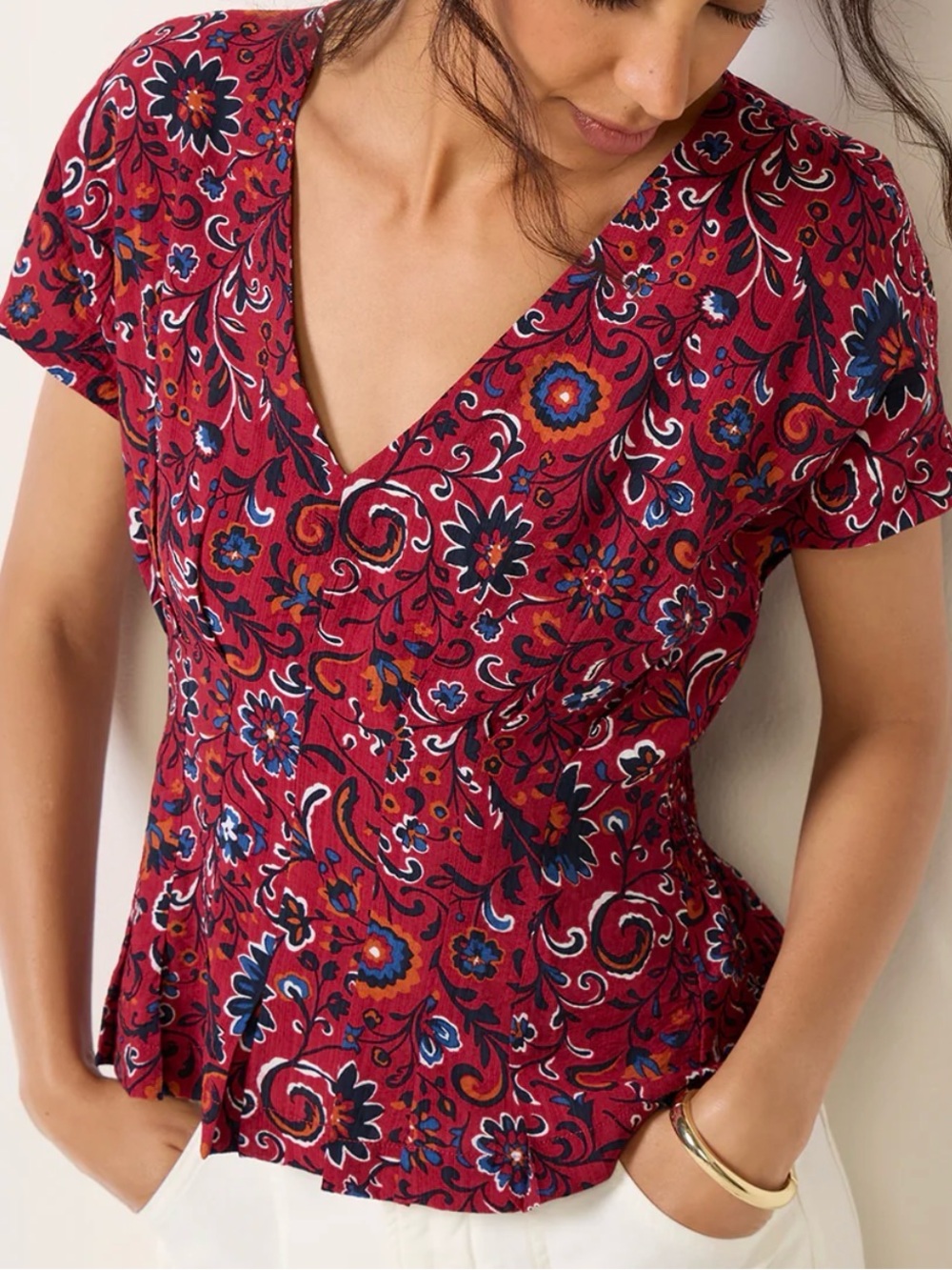 Evereve Lily Waist Pintuck Blouse (M)
